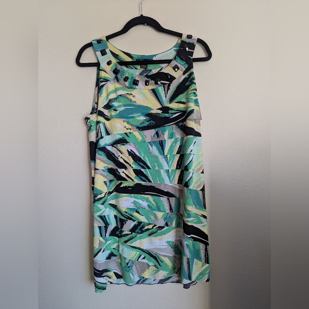 NWOT Style & Co Green and Black Print Dress Size L